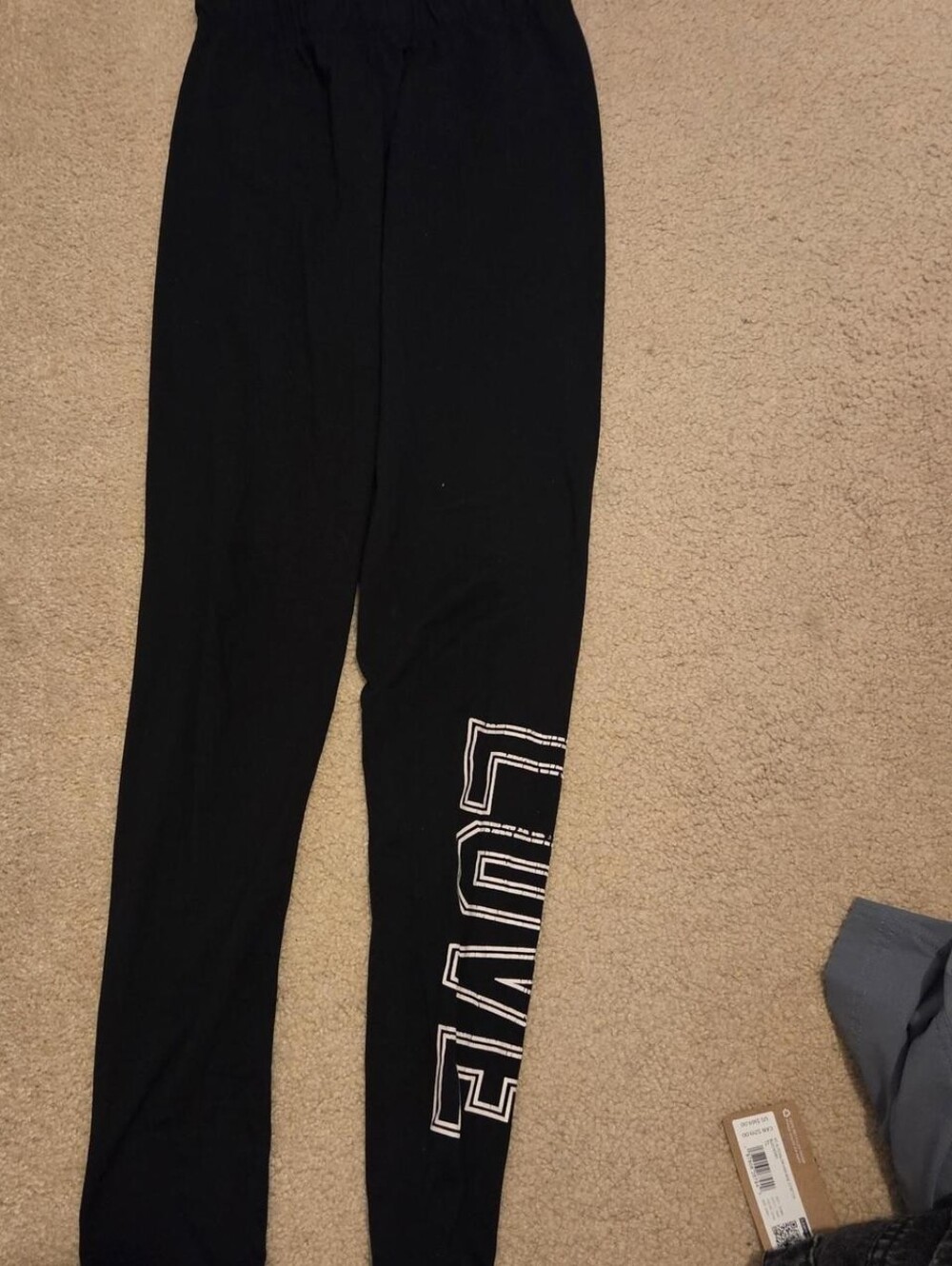 Justify Black Leggings with White 'LOVE' Side Graphic